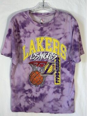 NBA Los Angeles Lakers Purple Tie Dye Graphic T Shirt Mens Medium Basketball
